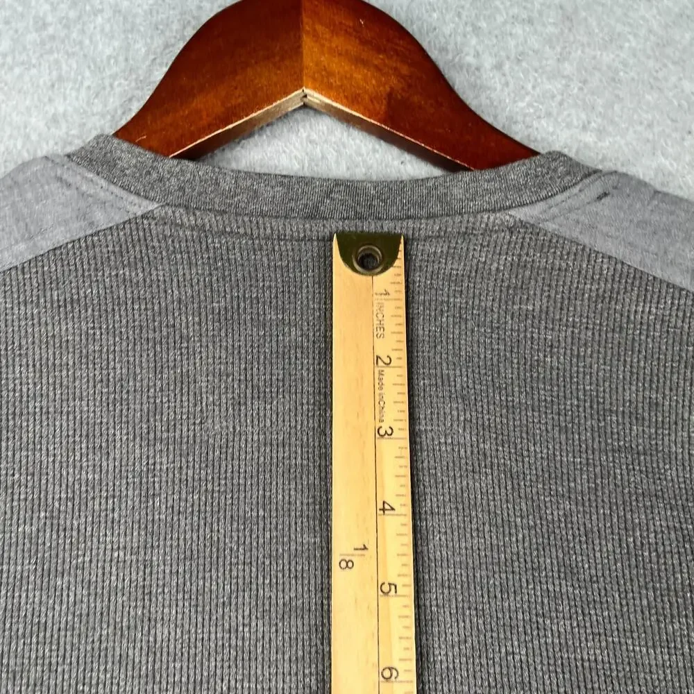 Banana Republic Long Sleeve Henley Casual Waffle Knit Gray Mens Medium